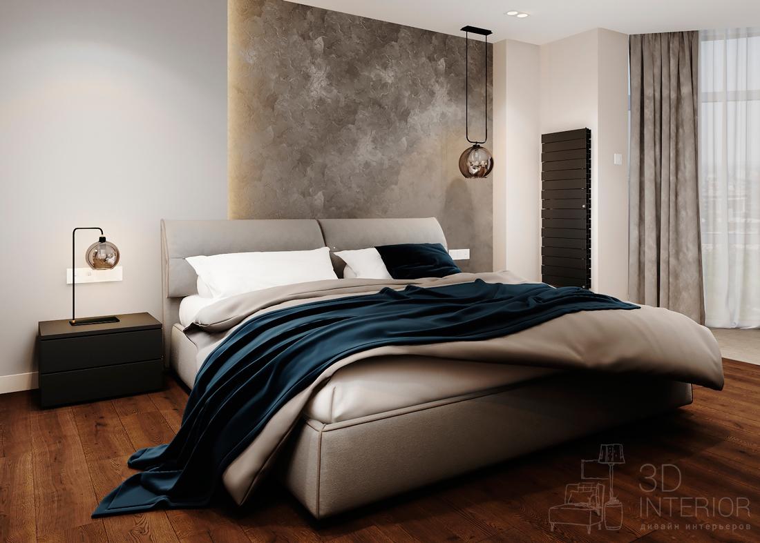 современная спальня в серых тонах