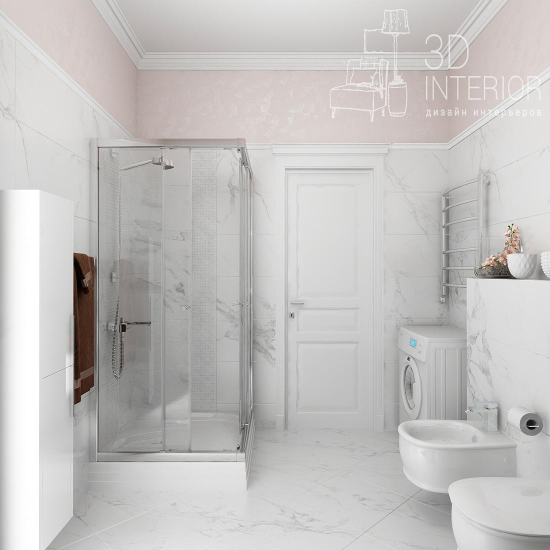 дизайн ванной комнаты с душевой