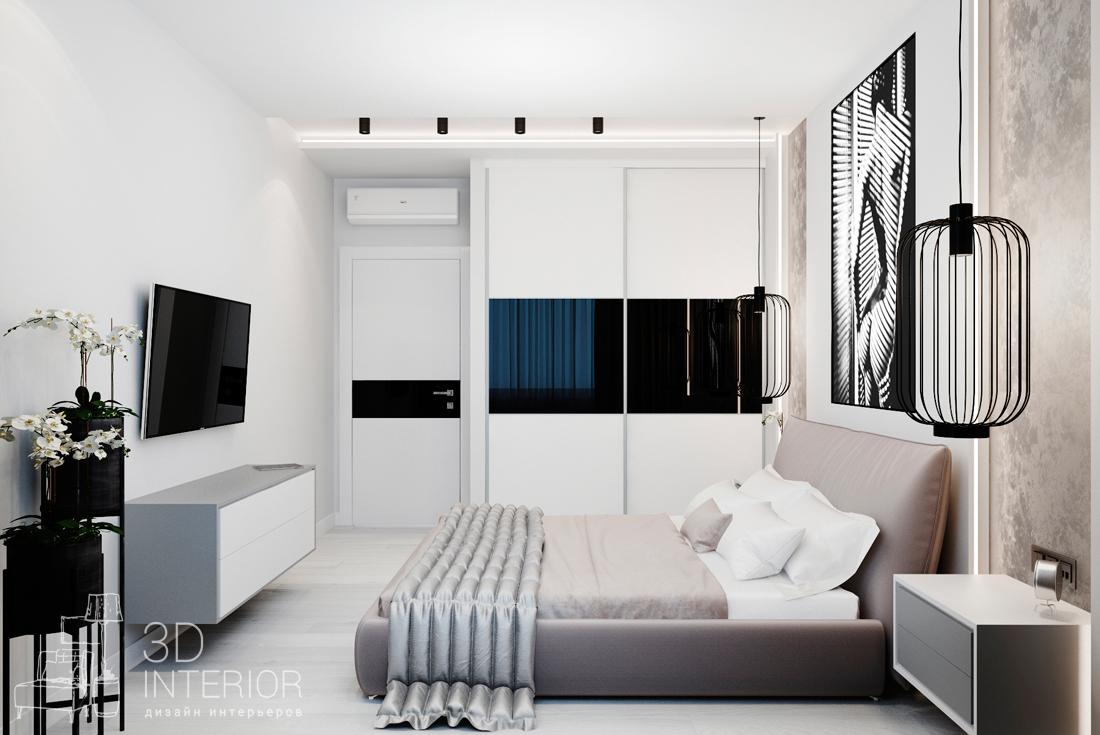 современный дизайн спальни в светлых тонах