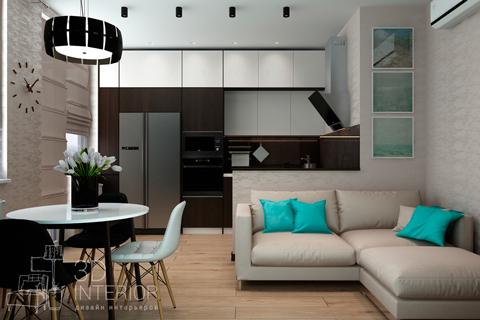 Дизайн интерьера однокомнатной квартиры ЖК Альтаир 2