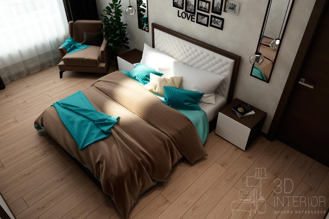 современный дизайн спальни с шоколадными акцетами